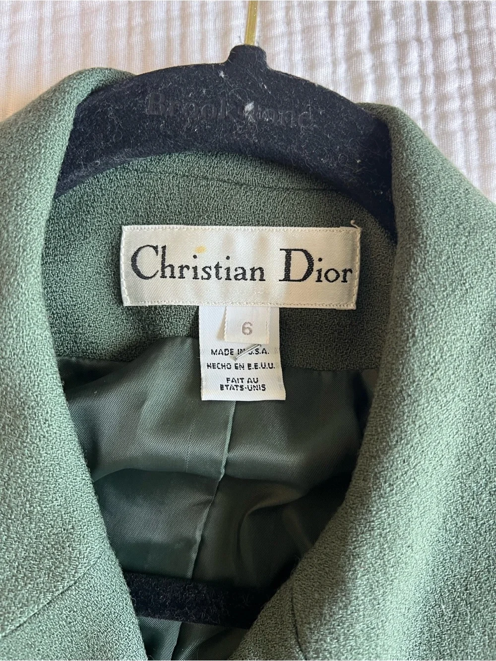 Vintage Christian Dior Green Wool Blazer